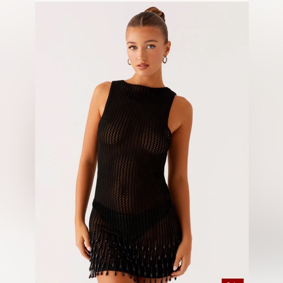 Peppermayo Other - Peppermayo Black Fringe Mesh Cover-Up